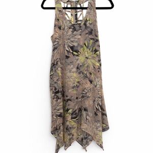 BCBGMaxAzria Asymmetrical Floral Dress - Black and Green CLARISSA